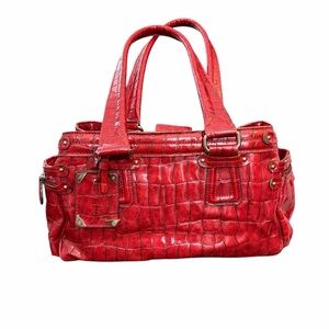 Vintage Liz Claiborne Red Crocodile Embossed Vegan Leather Shoulder Bag